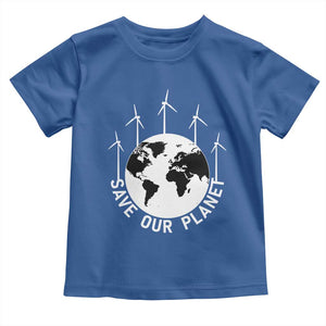 Save Our Planet Toddler T Shirt Wind Power Electricity Earth Day 2025 TS02 Royal Blue Print Your Wear