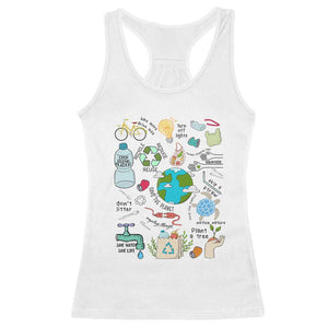 Save The Planet Racerback Tank Top Earth Day Protect Nature Environmental Recycling TS02 White Print Your Wear