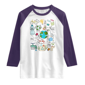 Save The Planet Raglan Shirt Earth Day Protect Nature Environmental Recycling TS02 White Purple Print Your Wear