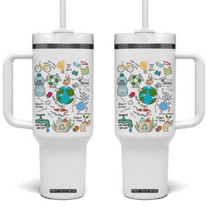 Save The Planet Tumbler With Handle Earth Day Protect Nature Environmental Recycling TS02 One Size: 40 oz White Print Your Wear