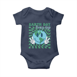 Earth Day Everyday Baby Onesie Smile Face Hippie Planet Anniversary TS02 Navy Print Your Wear