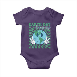 Earth Day Everyday Baby Onesie Smile Face Hippie Planet Anniversary TS02 Purple Print Your Wear