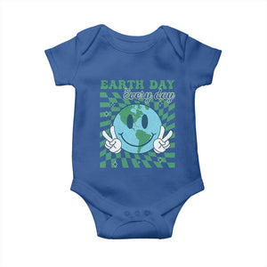 Earth Day Everyday Baby Onesie Smile Face Hippie Planet Anniversary TS02 Royal Blue Print Your Wear