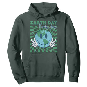 Earth Day Everyday Hoodie Smile Face Hippie Planet Anniversary TS02 Dark Forest Green Print Your Wear