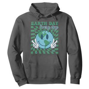 Earth Day Everyday Hoodie Smile Face Hippie Planet Anniversary TS02 Dark Heather Print Your Wear