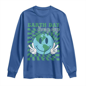 Earth Day Everyday Long Sleeve Shirt Smile Face Hippie Planet Anniversary TS02 Royal Blue Print Your Wear