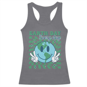 Earth Day Everyday Racerback Tank Top Smile Face Hippie Planet Anniversary TS02 Charcoal Print Your Wear