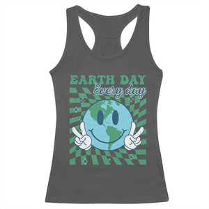 Earth Day Everyday Racerback Tank Top Smile Face Hippie Planet Anniversary TS02 Dark Heather Print Your Wear