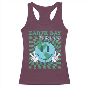 Earth Day Everyday Racerback Tank Top Smile Face Hippie Planet Anniversary TS02 Maroon Print Your Wear