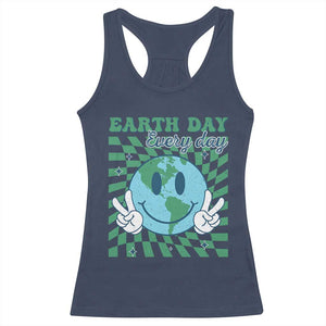 Earth Day Everyday Racerback Tank Top Smile Face Hippie Planet Anniversary TS02 Navy Print Your Wear