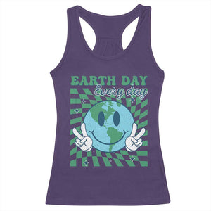 Earth Day Everyday Racerback Tank Top Smile Face Hippie Planet Anniversary TS02 Purple Print Your Wear