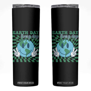 Earth Day Everyday Skinny Tumbler Smile Face Hippie Planet Anniversary TS02 Black Print Your Wear