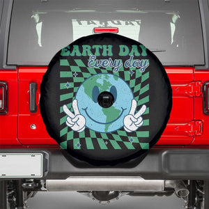 Earth Day Everyday Spare Tire Cover Smile Face Hippie Planet Anniversary TS02 Black Print Your Wear