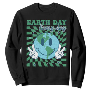 Earth Day Everyday Sweatshirt Smile Face Hippie Planet Anniversary TS02 Black Print Your Wear