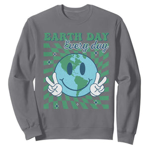 Earth Day Everyday Sweatshirt Smile Face Hippie Planet Anniversary TS02 Charcoal Print Your Wear