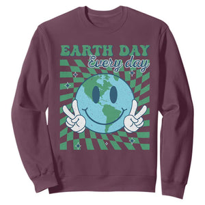 Earth Day Everyday Sweatshirt Smile Face Hippie Planet Anniversary TS02 Maroon Print Your Wear