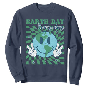 Earth Day Everyday Sweatshirt Smile Face Hippie Planet Anniversary TS02 Navy Print Your Wear