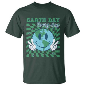 Earth Day Everyday T Shirt Smile Face Hippie Planet Anniversary TS02 Dark Forest Green Print Your Wear