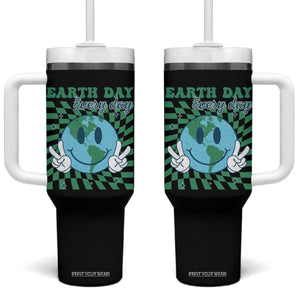 Earth Day Everyday Tumbler With Handle Smile Face Hippie Planet Anniversary TS02 One Size: 40 oz Black Print Your Wear