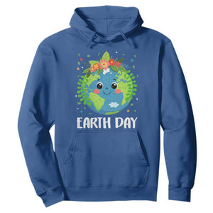 Happy Earth Day Hoodie Cute Earth With Floral TS02 Royal Blue Print Your Wear