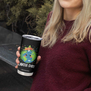 Happy Earth Day Tumbler Cup Cute Earth With Floral TS02 Print Your Wear
