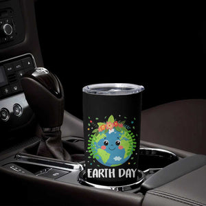 Happy Earth Day Tumbler Cup Cute Earth With Floral TS02 Print Your Wear