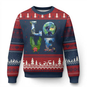 Earth Day LOVE Ugly Christmas Sweater Planet Anniversary Everyday TS02 Navy Red Print Your Wear