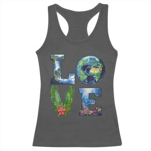 Earth Day LOVE Racerback Tank Top Planet Anniversary Everyday TS02 Dark Heather Print Your Wear