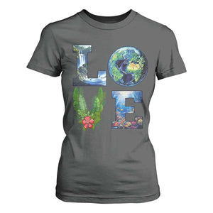 Earth Day LOVE T Shirt For Women Planet Anniversary Everyday TS02 Dark Heather Print Your Wear