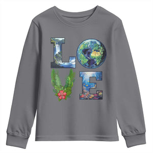 Earth Day LOVE Youth Sweatshirt Planet Anniversary Everyday TS02 Charcoal Print Your Wear