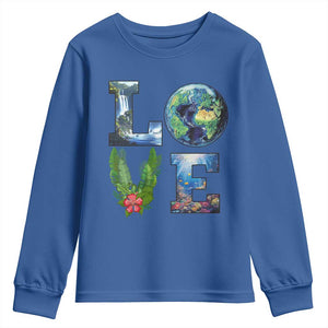 Earth Day LOVE Youth Sweatshirt Planet Anniversary Everyday TS02 Royal Blue Print Your Wear