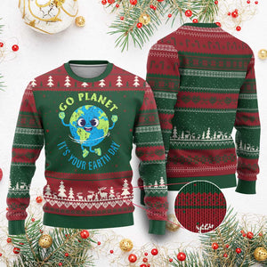 Go Planet It's Your Earth Day Ugly Christmas Sweater TS02 Red Green Print Your Wear