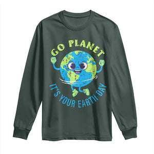 Go Planet It's Your Earth Day Long Sleeve Shirt TS02 Dark Forest Green Print Your Wear