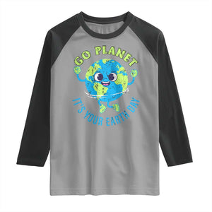 Go Planet It's Your Earth Day Raglan Shirt TS02 Sport Gray Black Print Your Wear
