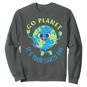 Go Planet It's Your Earth Day Sweatshirt TS02 Dark Heather Print Your Wear