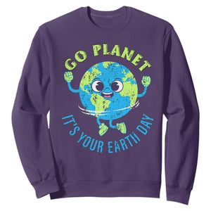 Go Planet It's Your Earth Day Sweatshirt TS02 Purple Print Your Wear