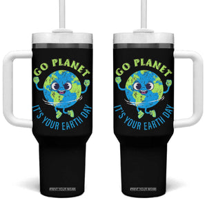 Go Planet It's Your Earth Day Tumbler With Handle TS02 One Size: 40 oz Black Print Your Wear