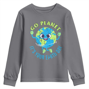 Go Planet It's Your Earth Day Youth Sweatshirt TS02 Charcoal Print Your Wear