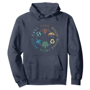 Save Bees Rescue Animals Recycle Plastic Hoodie Earth Day Protect The Environment TS02 Navy Print Your Wear