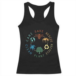 Save Bees Rescue Animals Recycle Plastic Racerback Tank Top Earth Day Protect The Environment TS02 Black Print Your Wear