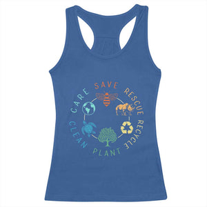 Save Bees Rescue Animals Recycle Plastic Racerback Tank Top Earth Day Protect The Environment TS02 Royal Blue Print Your Wear