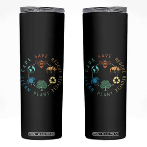 Save Bees Rescue Animals Recycle Plastic Skinny Tumbler Earth Day Protect The Environment TS02 Black Print Your Wear