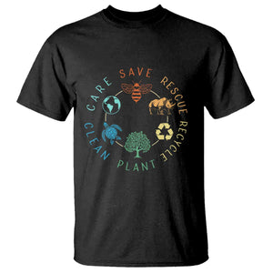 Save Bees Rescue Animals Recycle Plastic T Shirt Earth Day Protect The Environment TS02 Black Print Your Wear