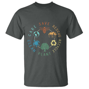 Save Bees Rescue Animals Recycle Plastic T Shirt Earth Day Protect The Environment TS02 Dark Heather Print Your Wear