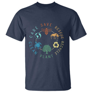 Save Bees Rescue Animals Recycle Plastic T Shirt Earth Day Protect The Environment TS02 Navy Print Your Wear