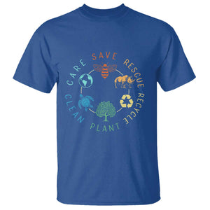 Save Bees Rescue Animals Recycle Plastic T Shirt Earth Day Protect The Environment TS02 Royal Blue Print Your Wear