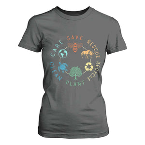 Save Bees Rescue Animals Recycle Plastic T Shirt For Women Earth Day Protect The Environment TS02 Dark Heather Print Your Wear