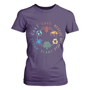 Save Bees Rescue Animals Recycle Plastic T Shirt For Women Earth Day Protect The Environment TS02 Purple Print Your Wear