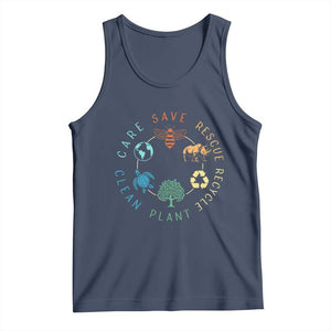 Save Bees Rescue Animals Recycle Plastic Tank Top Earth Day Protect The Environment TS02 Navy Print Your Wear