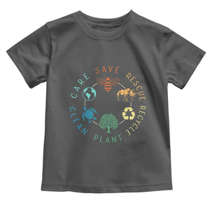 Save Bees Rescue Animals Recycle Plastic Toddler T Shirt Earth Day Protect The Environment TS02 Dark Heather Print Your Wear